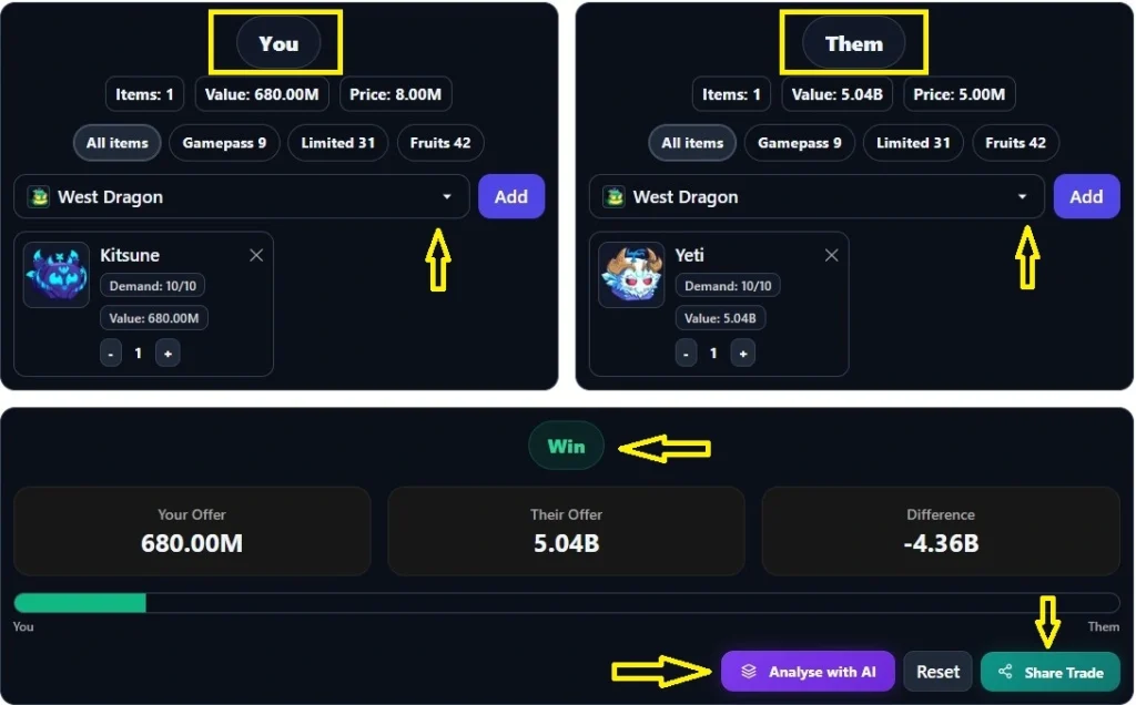 Blox Fruits Trading Values Calculator